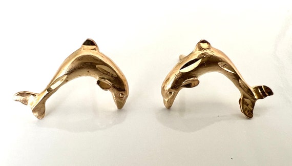 Vintage 14K Yellow Gold  Dolphin Sea Ocean Fish S… - image 2