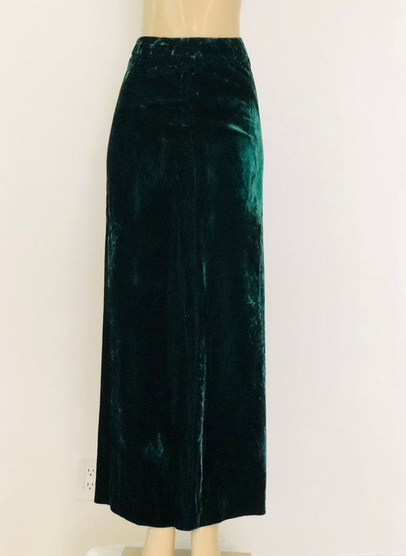 Vintage 1970s Emerald Dark Green Crushed Velvet Lo