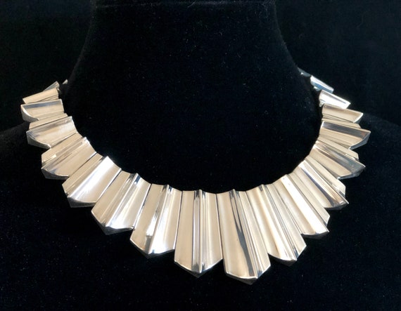 Huge Los Ballesteros MM34 Modernist Zig Zag Necklace Jewelry Taxco