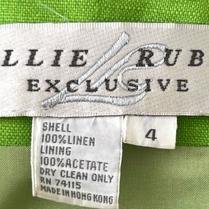 Vintage C1980s Lillie Rubin Exclusive 100% Linen, Lime Green Blazer Jacket With Gold Braiding Trim, 4 image 10