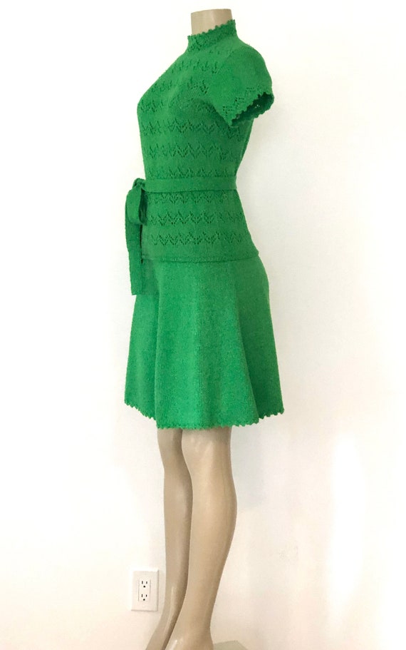Vintage 1970s St. John Knits Kelly Green Short Sleeve… Gem