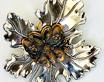 Vintage C1990s Signed Sylvia Dahl Mixed Metal Silvertone & Copper Hair Clip, Barrette