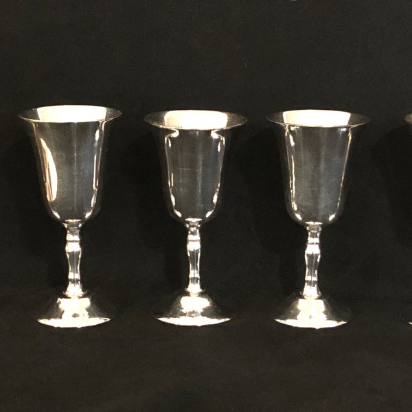 Vintage 1970s Set Of Five Leonard EPNS Silver Plated Brandy Cordial Goblets, Shot Glasses