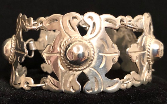 Vintage c1930s Mexico Tribal Solid Silver Open Pa… - image 3