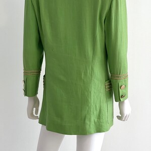 Vintage C1980s Lillie Rubin Exclusive 100% Linen, Lime Green Blazer Jacket With Gold Braiding Trim, 4 image 9