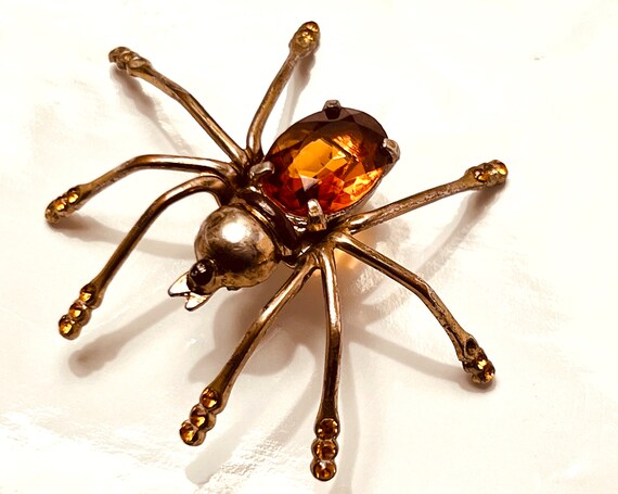 Spider Brooch Pin Vintage Multi-Colored Rhinestones – World of