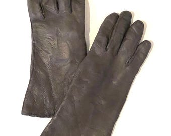 Women's Vintage Butter Soft Leather Gloves In Gray, Made In Italy, 7 (S/M)