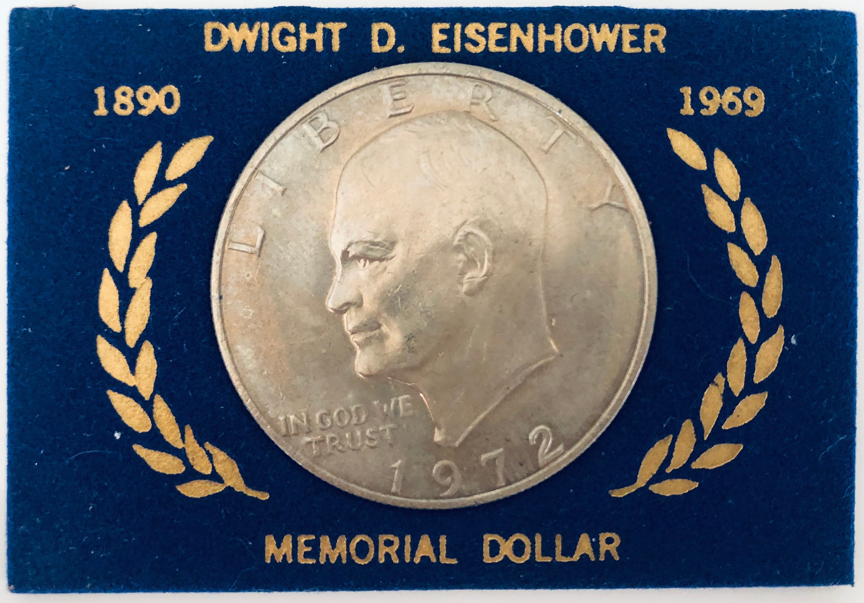 1972 Dwight D. Eisenhower 1890 1969 Memorial Silver Dollar Coin