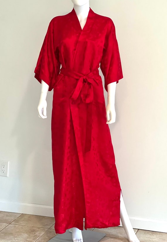 Vintage 1980s Sumptuous RED Pure Silk Jacquard Asi