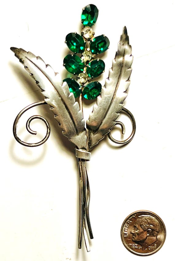Vintage C1940s Extra Large Figural Leaf Brooch, S… - image 5