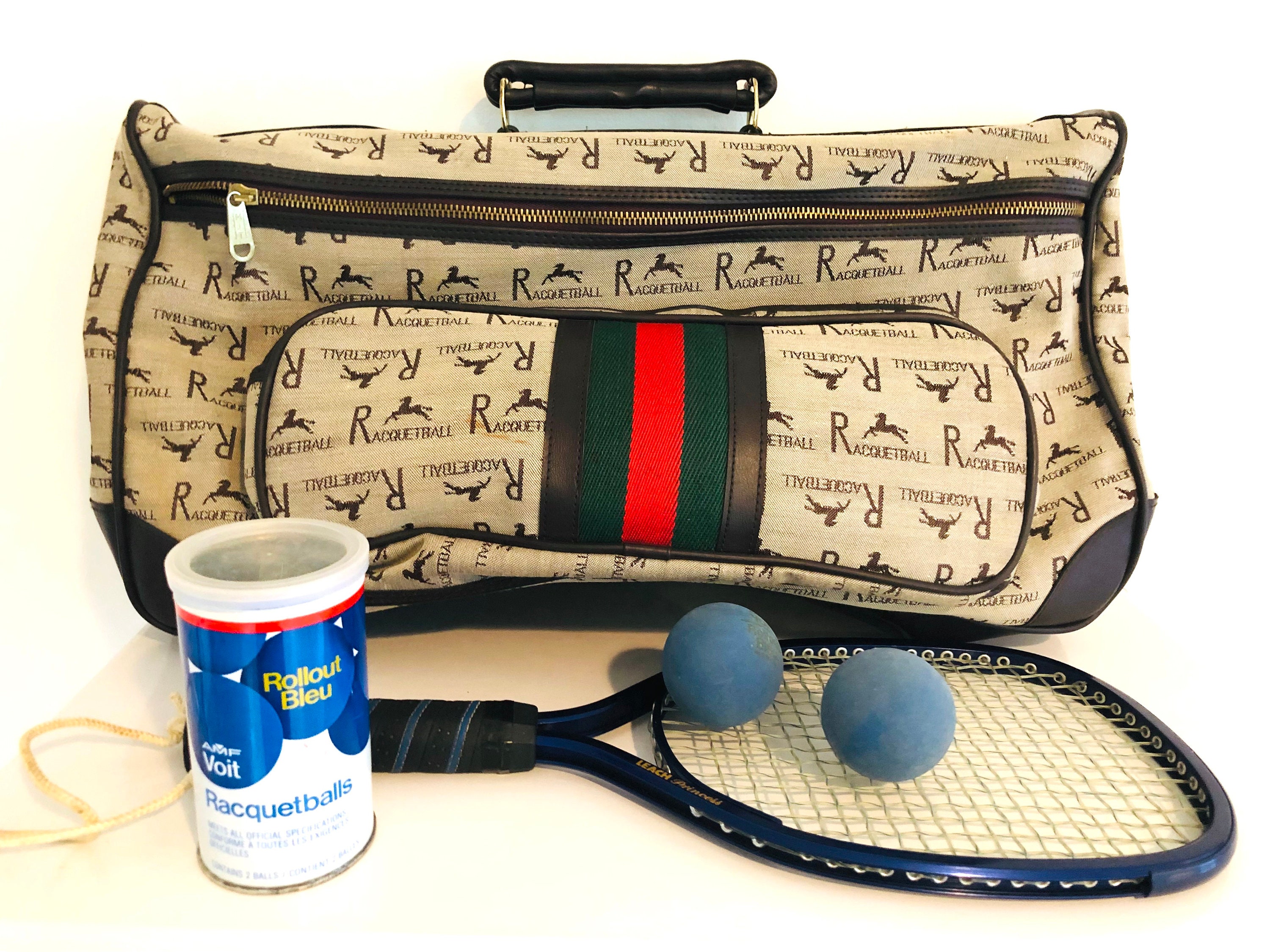 Vintage Faux Gucci Racquetball Carrying Case With A Leach 