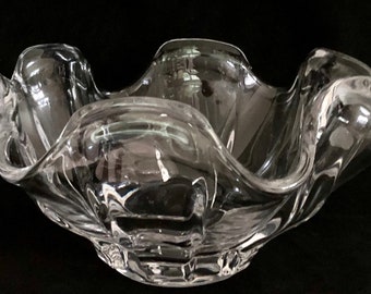 RARE Mid Century COFRAC Art Verrier France, Extra Large Crystal Statement Centerpiece Bowl, French Art Glass