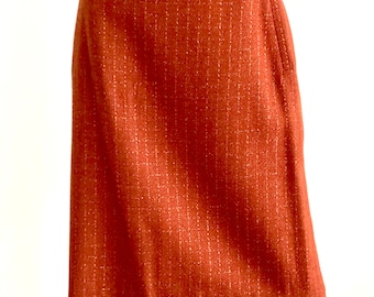 In Rust Orange Brown With Copper Lame Threading Skirt Suit 12 Vintage 1980s Liz Claiborne