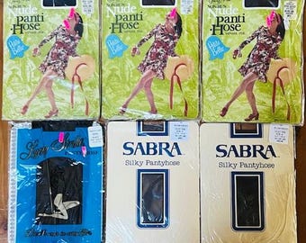 Lot Of Six (6) Vintage C1960s-70s Pantyhose, Hosiery, Size S, Original Packaging