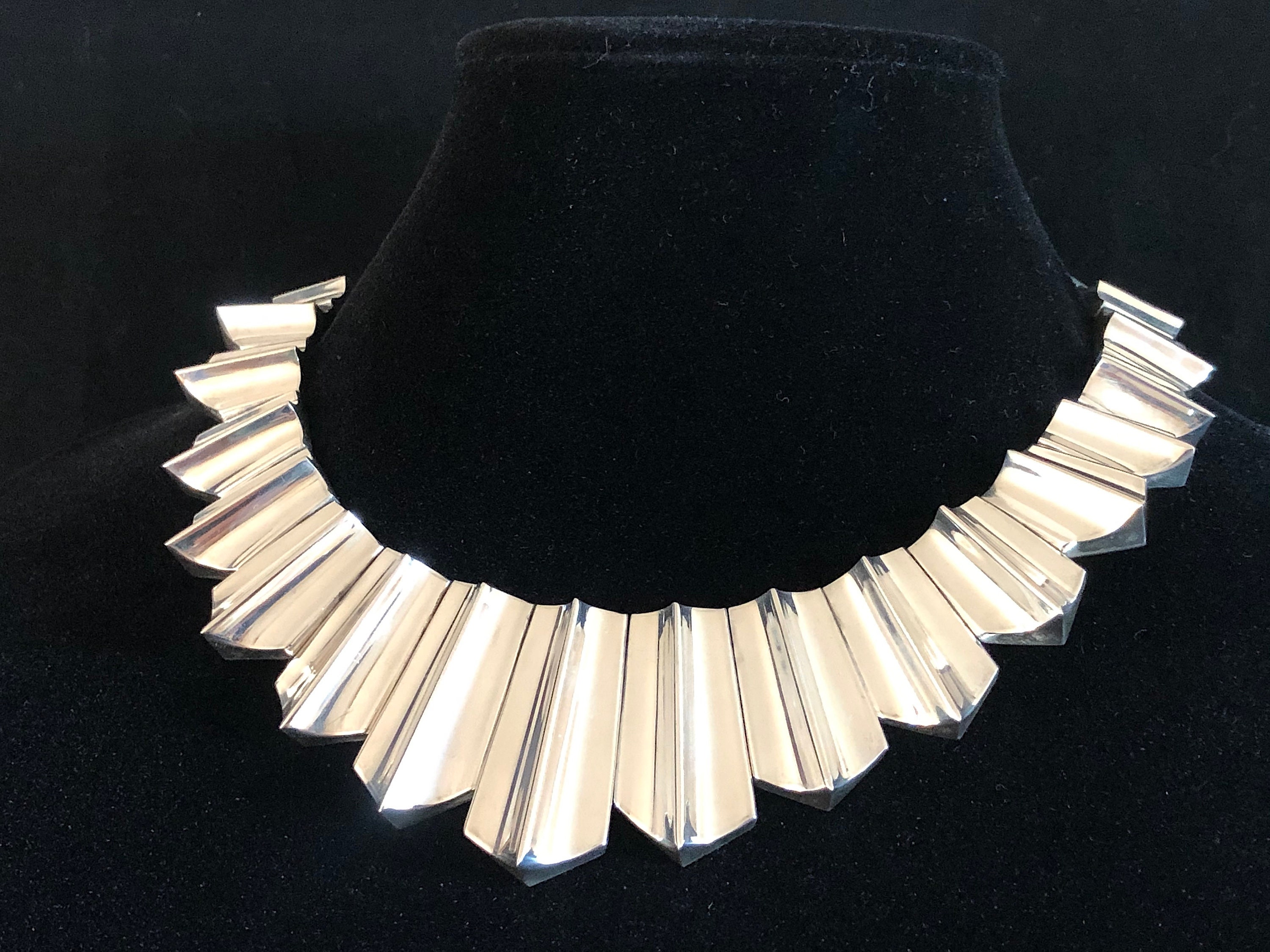 Huge Los Ballesteros MM34 Modernist Zig Zag Necklace Jewelry