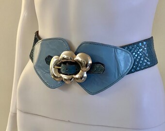 Vintage WCM New York Snakeskin / Python Belt in Blue and 