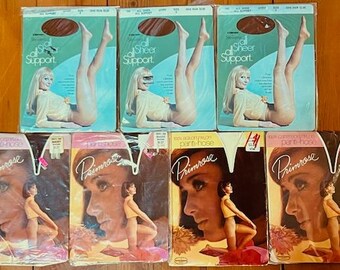 Lot Seven (7) Vintage C1960s-70s Pantyhose, Hosiery, Size S, Original Packaging