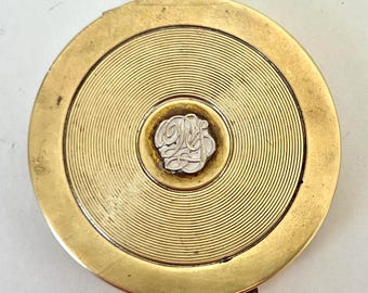 Vintage C1940s Rare DOROTHY GRAY Mirrored Hinged Powder Compact, Scrolled Initials