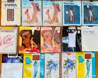 Lot Fifteen (15) Vintage C1960s-70s Pairs of Pantyhose, Hosiery, Sz M, Still In Original Packaging