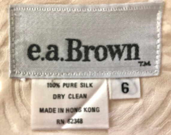 Vintage 1980s e.a. Brown 3 Piece Cream Beige Silk… - image 8