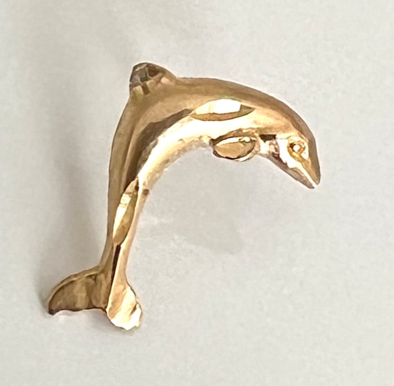 Vintage 14K Yellow Gold  Dolphin Sea Ocean Fish S… - image 5