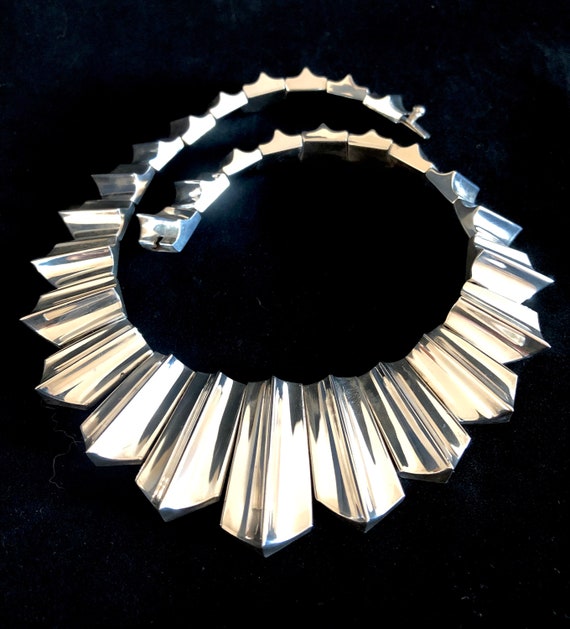 Huge Los Ballesteros MM34 Modernist Zig Zag Necklace Jewelry Taxco
