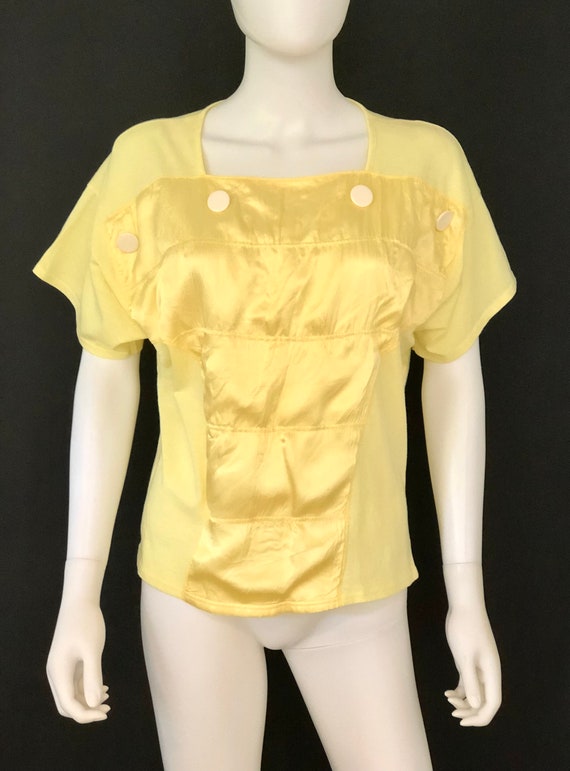 Vintage C1960s Italian Made Yellow Square Neck, Sh