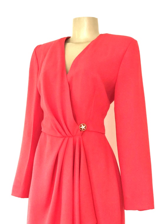 Vintage 1980s Formal Coral Orange Cocktail Dress … - image 4