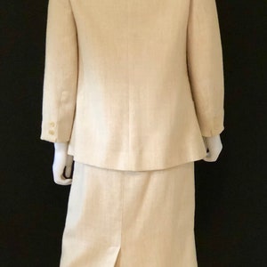 Vintage 1980s Louis Ferrara, Cream Ivory, Classic Skirt Suit Jacket & Blouse, Size 10 image 6