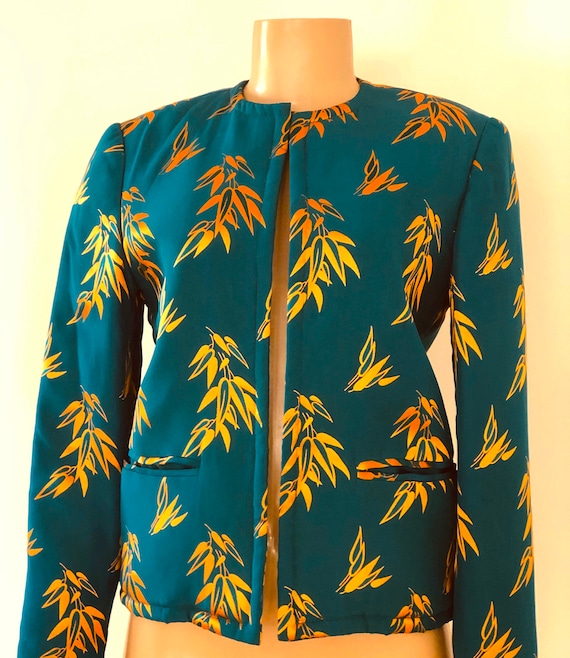 Vintage CHARLOTTE FORD Teal Blue Green Silk & Gol… - image 2