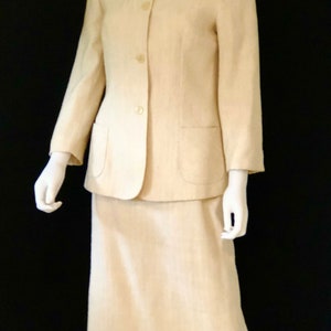 Vintage 1980s Louis Ferrara, Cream Ivory, Classic Skirt Suit Jacket & Blouse, Size 10 image 1