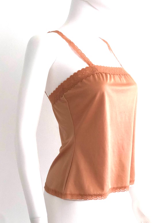 Vintage C1970s Vanity Fair Pink Brown Camisole Li… - image 4