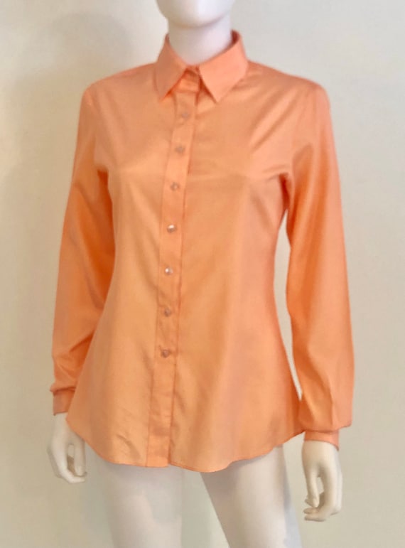 Vintage 1980s Halston VI Long Sleeve Peach Light … - image 9