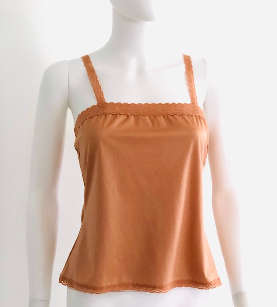 Vintage C1970s Vanity Fair Pink Brown Camisole Lin