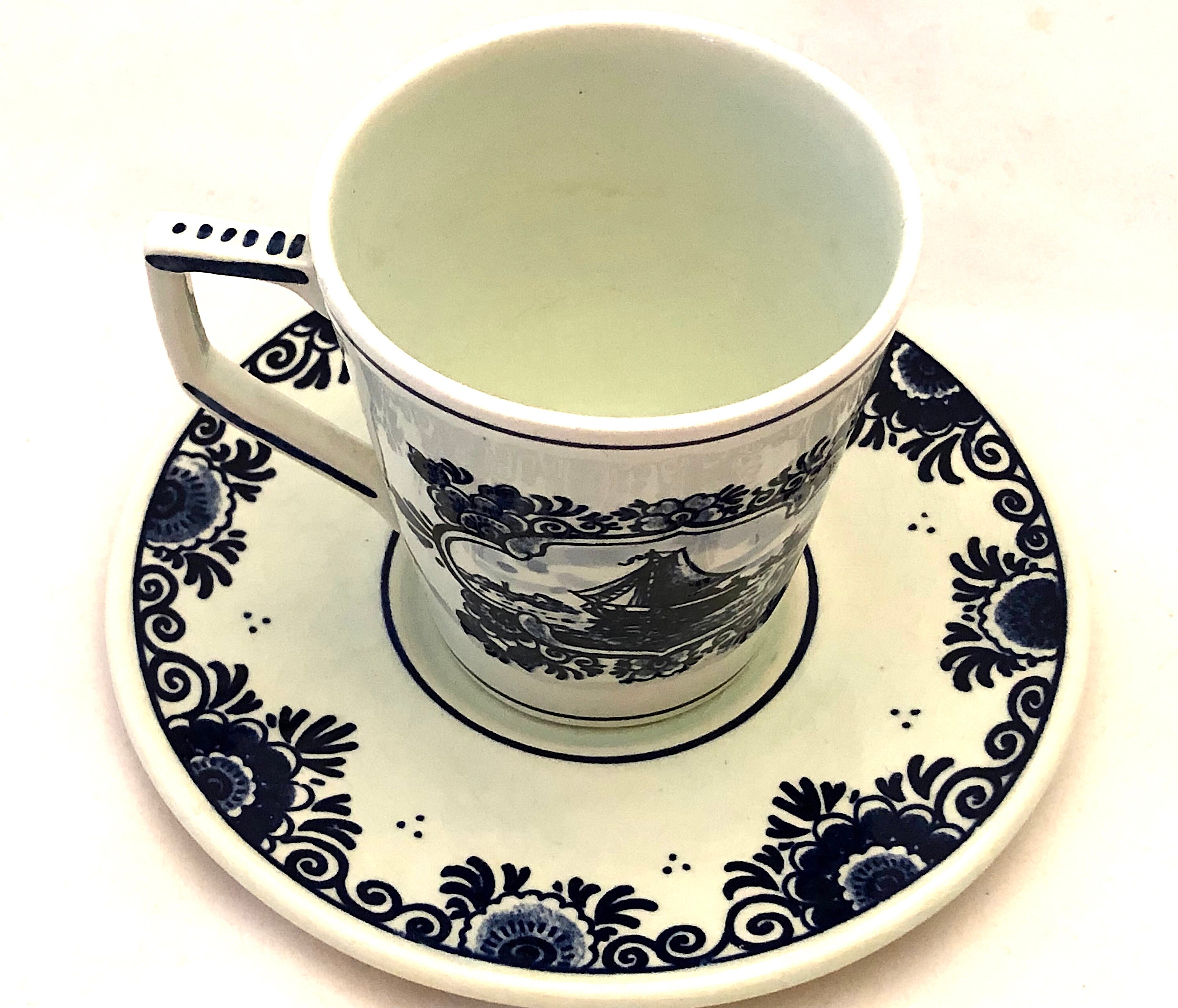 Kitchen & Dining Cup And Saucer Vintage Delfts Hand Painted Blue ...
