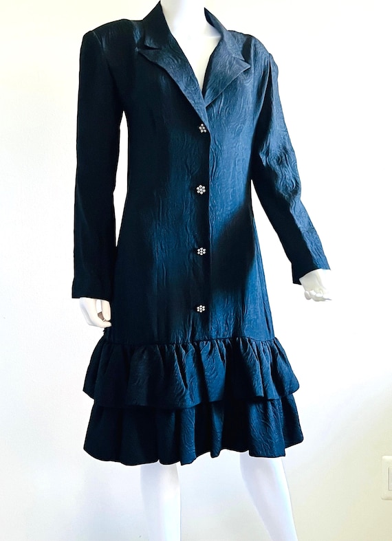Vintage C1970s Rickie Freeman for Teri Jon Nites, Black Silk Party Cocktail Dress, Rhinestone Buttons, 12 - Etsy Vintage C1970s Rickie Freeman for Teri Jon Nites, Black Silk Party Cocktail Dress, Rhinestone Buttons, 12 - Etsy