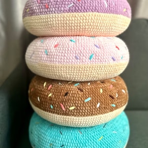 Donut pillows in PDF download, big donut pillows made of crochet, and pillows for home décor image 5