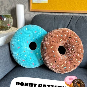 Donut pillows in PDF download, big donut pillows made of crochet, and pillows for home décor zdjęcie 1