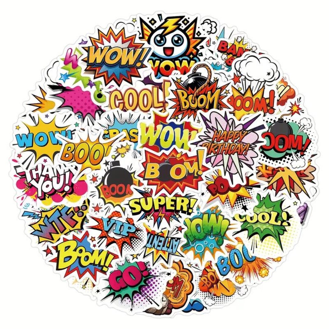 Comic Book Style Stickers, Laptop Decals, Scrapbook Embellishments ...
