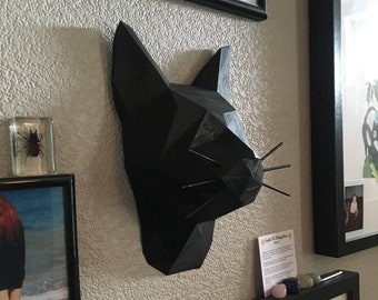 Geometric Cat Wall Art - Animal - Wall Mount- 3D Printed - Multiple Colours Available