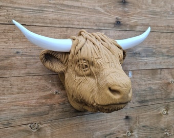 Highland Kuh Wandkunst - Tier Wandkunst - 3D Gedruckt - Wohnkultur - Wandhalterung - Mehrere Farben erhältlich