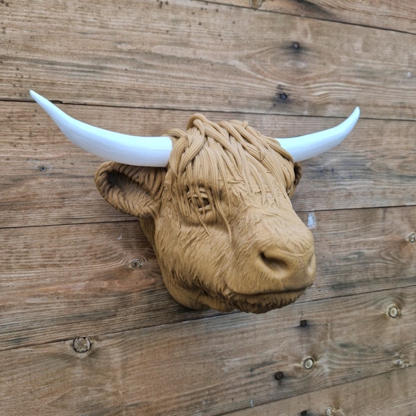 Highland Kuh Wandkunst - Tier Wandkunst - 3D Gedruckt - Wohnkultur - Wandhalterung - Mehrere Farben erhältlich