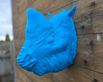 Elasmotherium head Art - prehistoric - Wall Mount- 3D Printed - Multiple Colours Available
