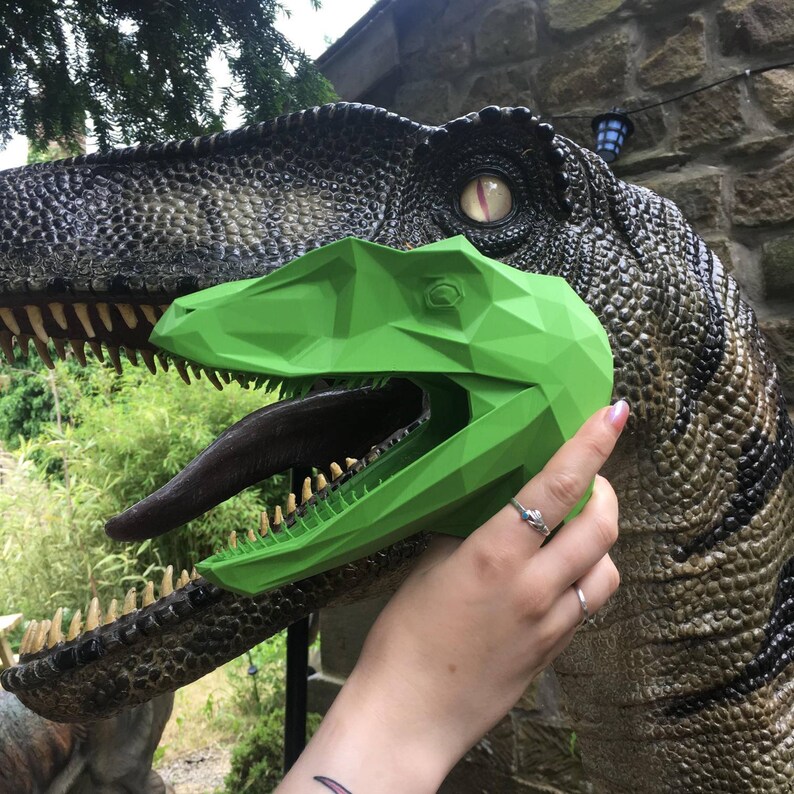 Geometric Velociraptor Head Dinosaur Wall Art 3D Printed Etsy