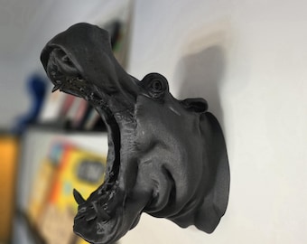 Hippo Wall Mount – Animal Head Decor - 3D Printed