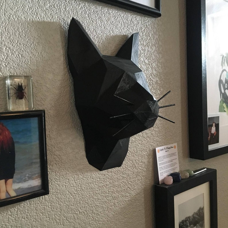 Geometric Cat Head Kitten Animal Wall Art 3d Printed Home Decor Multiple Colours Available