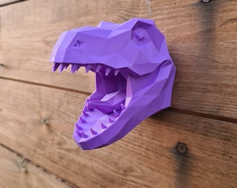 Diddy Dino Geometric T-Rex Head  - Dinosaur Wall Art - Modern - 3D Printed - Home Decor - Wall mount - Multiple Colours Available