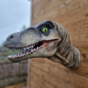 Velociraptor Art Raptor painted and airbrushed Dinosaur Wall Mount 3D Printed You choose the colours image 2