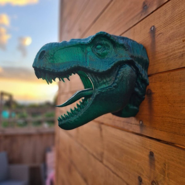 Tyrannosaurus Rex Art - t-rex - Dinosaur - Wall Mount- 3D Printed - Multiple Colours and sizes Available