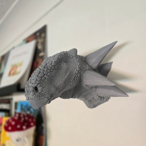 Art mural tête de Sauropelta - Dinosaure - Support mural - Imprimé en 3D - Plusieurs couleurs disponibles